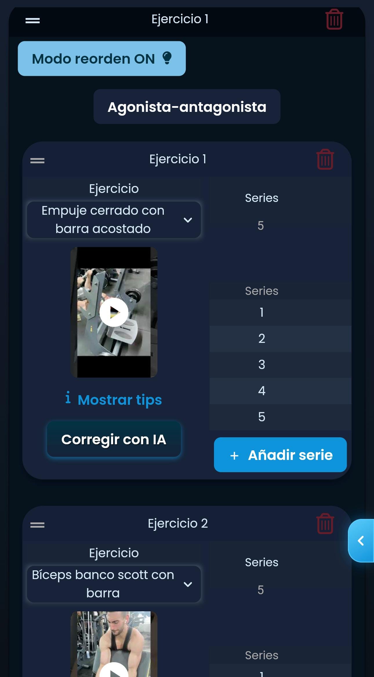 Ejercicios combinados