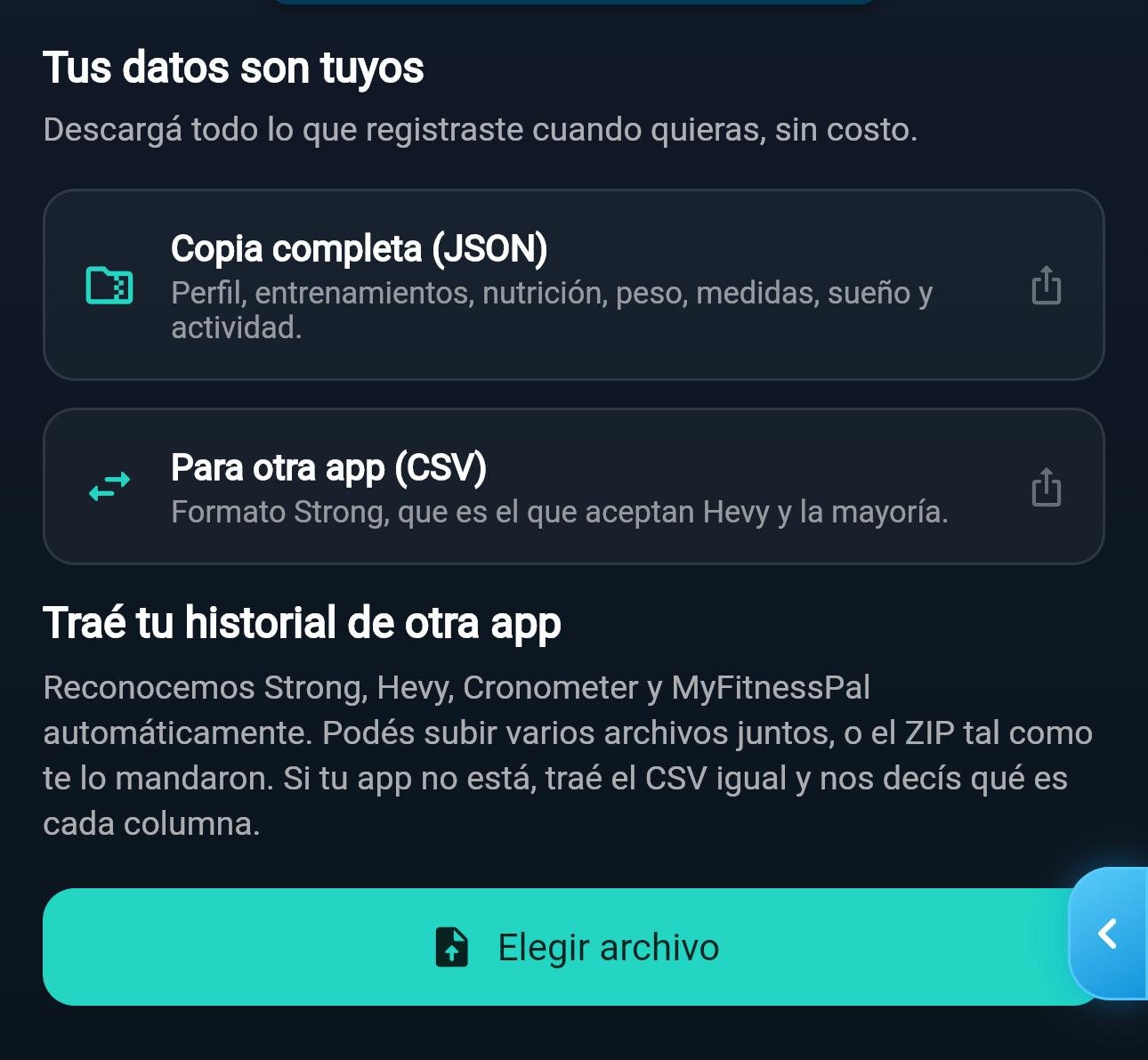 Importación/exportación de datos
